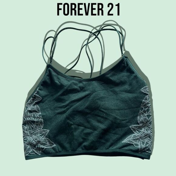 Preowned Forever 21 Green Thin Straps Crop Top Shirt - Small - Picture 1 of 6
